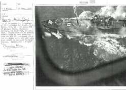 1943(昭和18)年12月10日Majuro環礁北東15マイル洋上で米軍哨戒機PB4Yからの攻撃をうける日本郵船松江丸